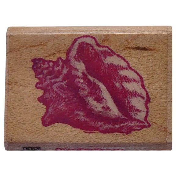 Vintage Stampendous Conch Shell Rubber Stamp Wood-Mounted 1994 - Picture 1 of 6